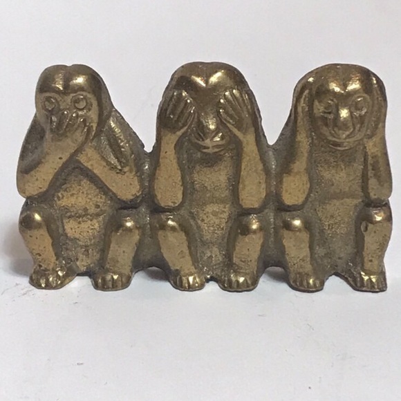 Vintage Wise Monkey Brass Statue - Picture 4 of 6